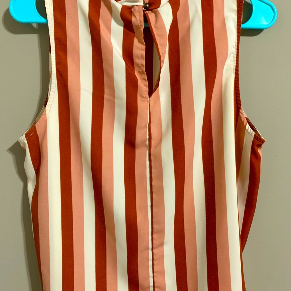 Forever 21 Stripe High neck sleeveless blouse - Picture 3 of 3
